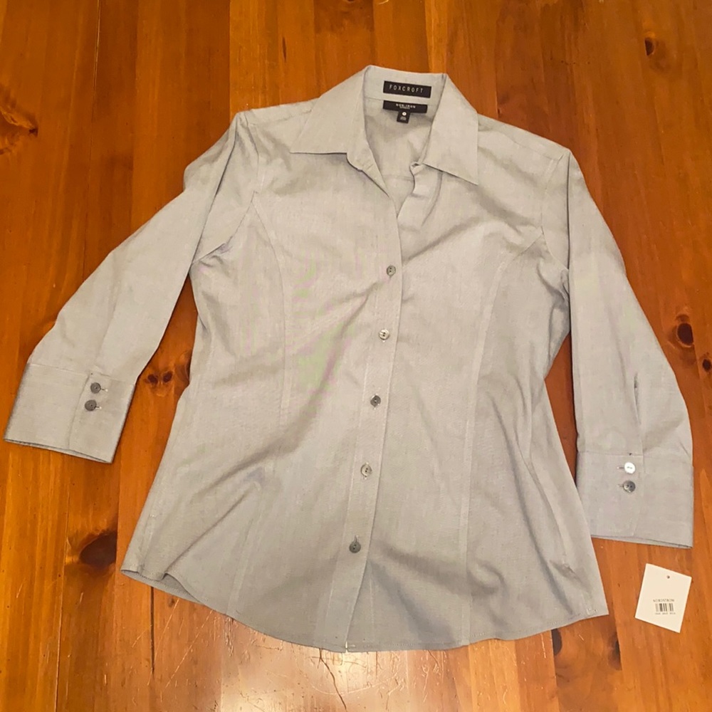 FoxCroft Cotton Silver Fitted Fit Non-Iron